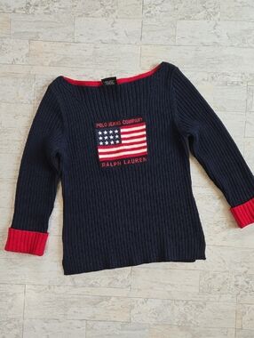 Vintage Polo Ralph Lauren American Flag Sweater MEDIUM